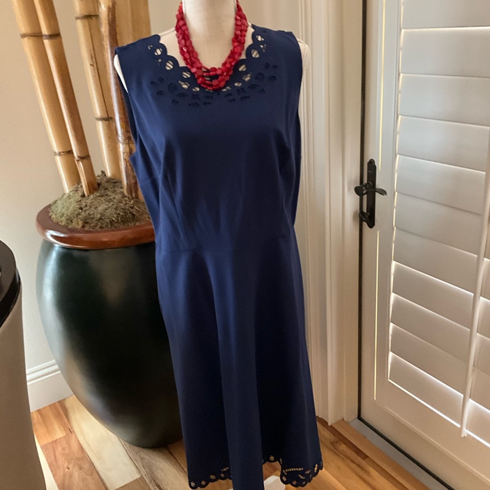 Talbots Blue sleeveless lace accent dress NWT (size 12)